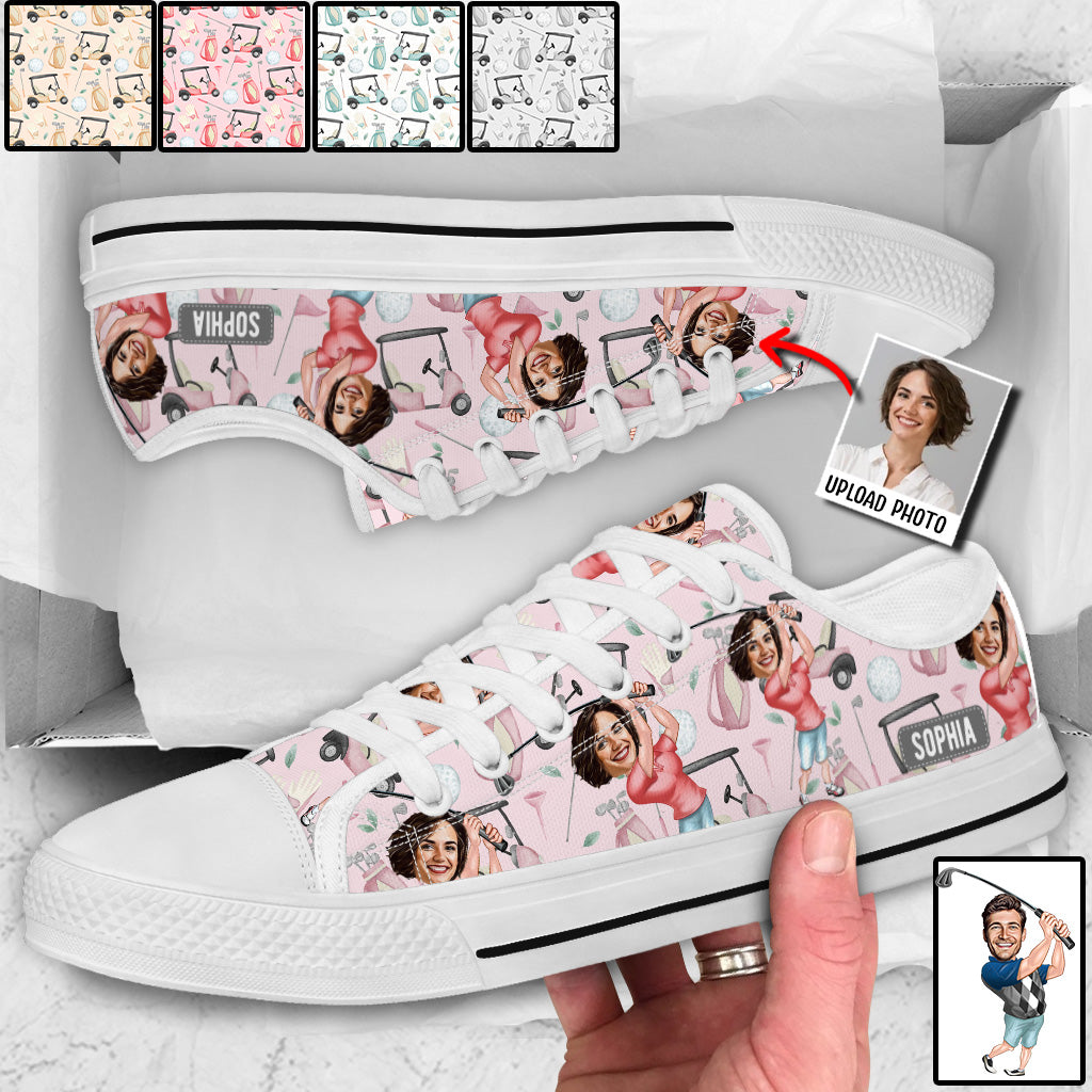 Photo d'un golfeur humoristique insérée - Chaussures de golf basses personnalisées