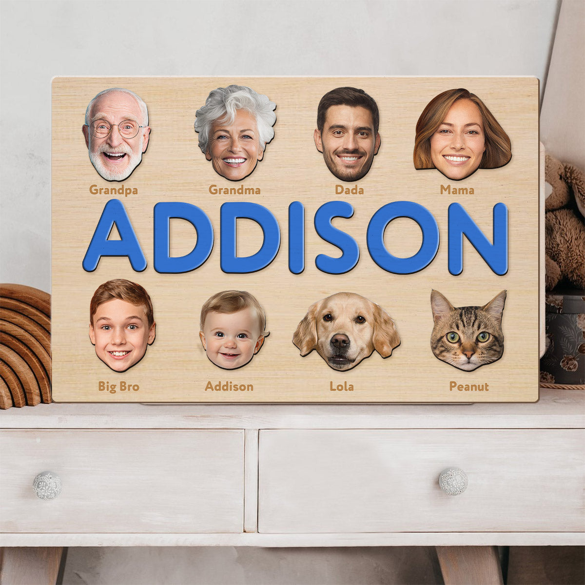 Puzzle familial - Puzzle personnalisé avec le nom de l'enfant