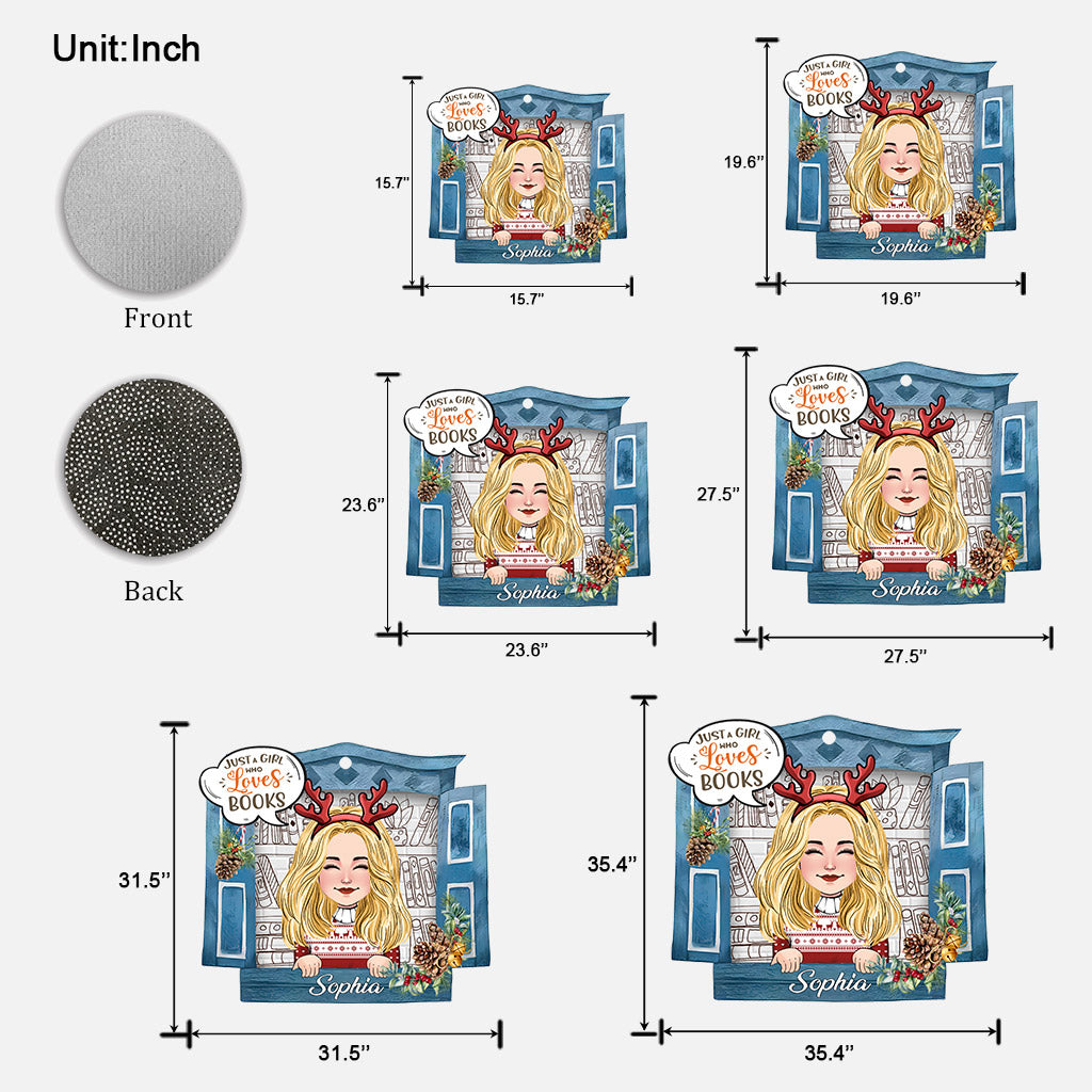 Paillasson personnalisé en forme de livre « Juste une fille qui aime les livres »