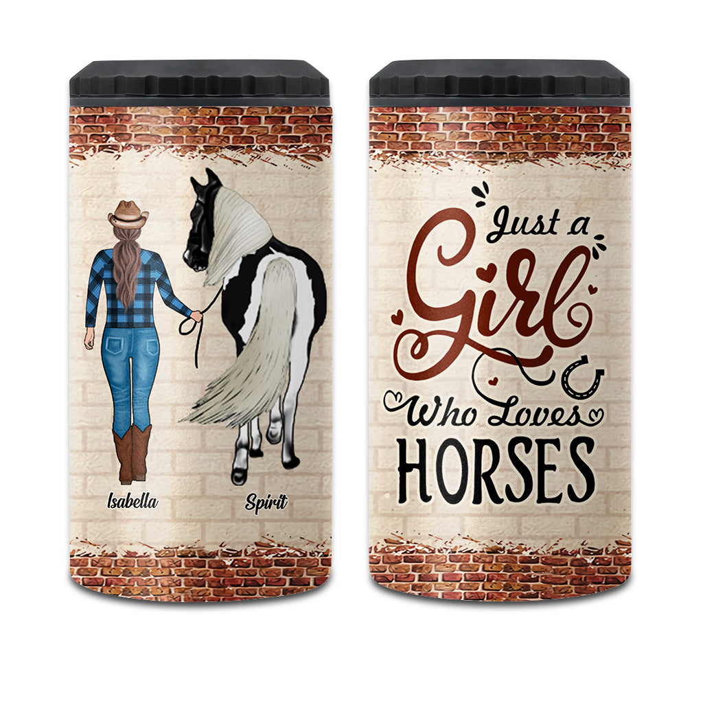 Une fille qui aime les chevaux - Refroidisseur de canettes personnalisé en forme de cheval