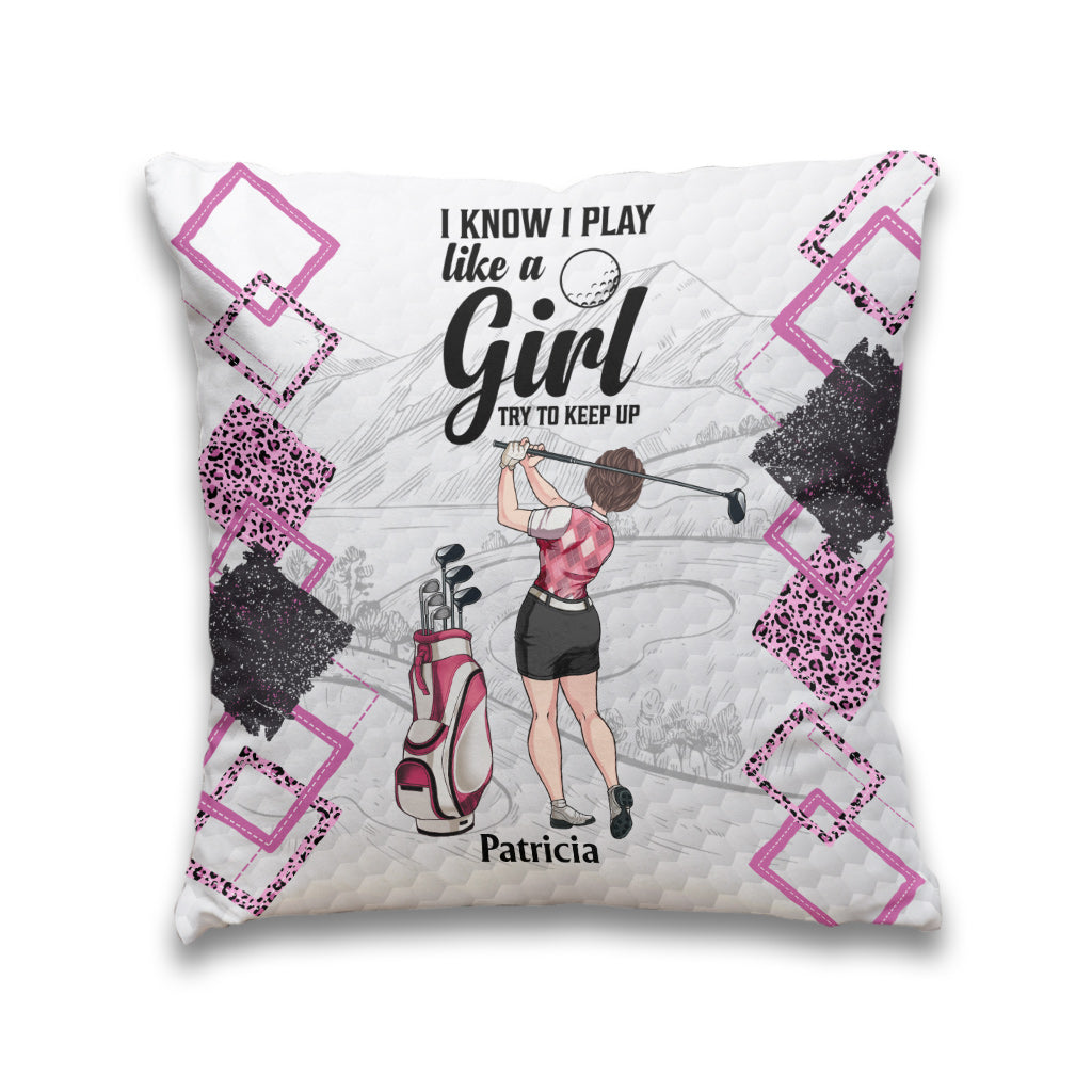 Cours de golf - Cadeau de golf pour elle, petite amie, épouse, fille - Coussin décoratif personnalisé