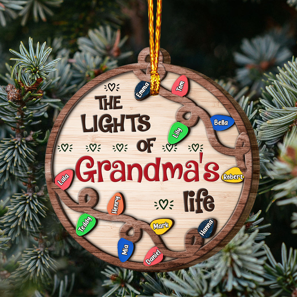 The Lights Of Grandma's Life - Personalized Grandma Layered Wood Ornament