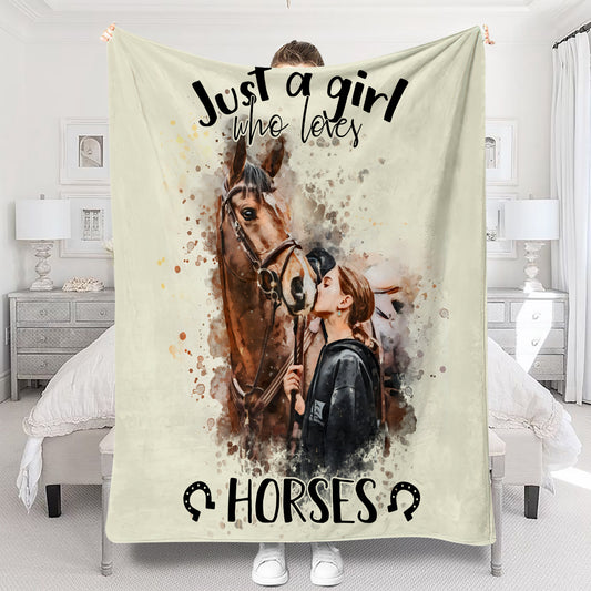Juste une fille qui aime les chevaux - Couverture à cheval personnalisée