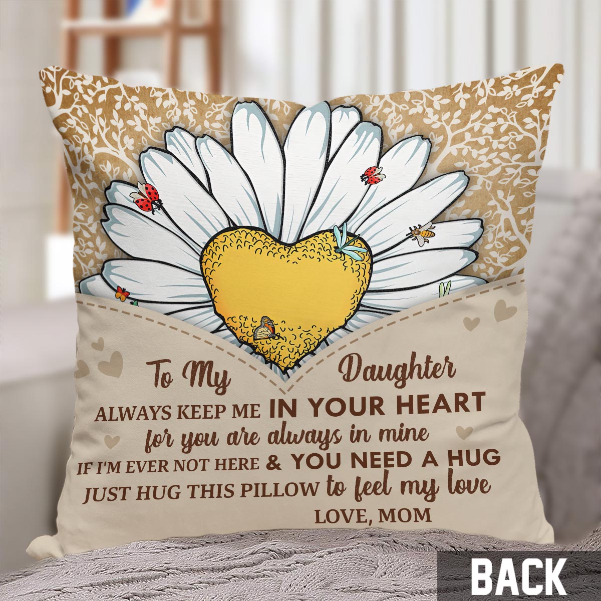 Tu es mon rayon de soleil - Cadeau pour grand-mère, maman, fille, petite-fille, sœur, épouse - Coussin décoratif personnalisé