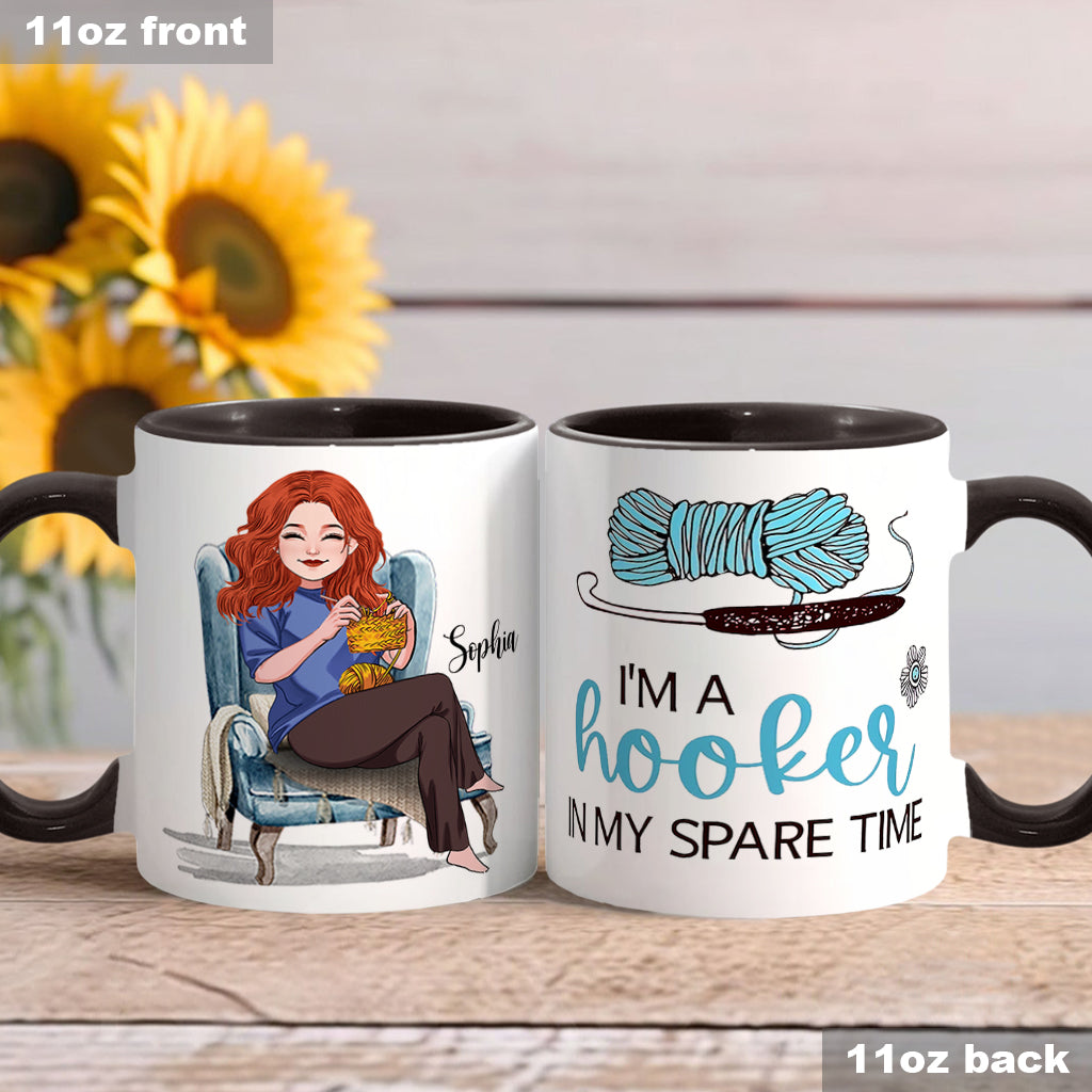 Je suis crocheteuse à mes heures perdues - Mug personnalisé à motif crochet