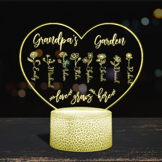 Le Jardin de Grand-Mère - Cadeau pour grand-mère, maman, tante, grand-père - Plaque lumineuse personnalisée