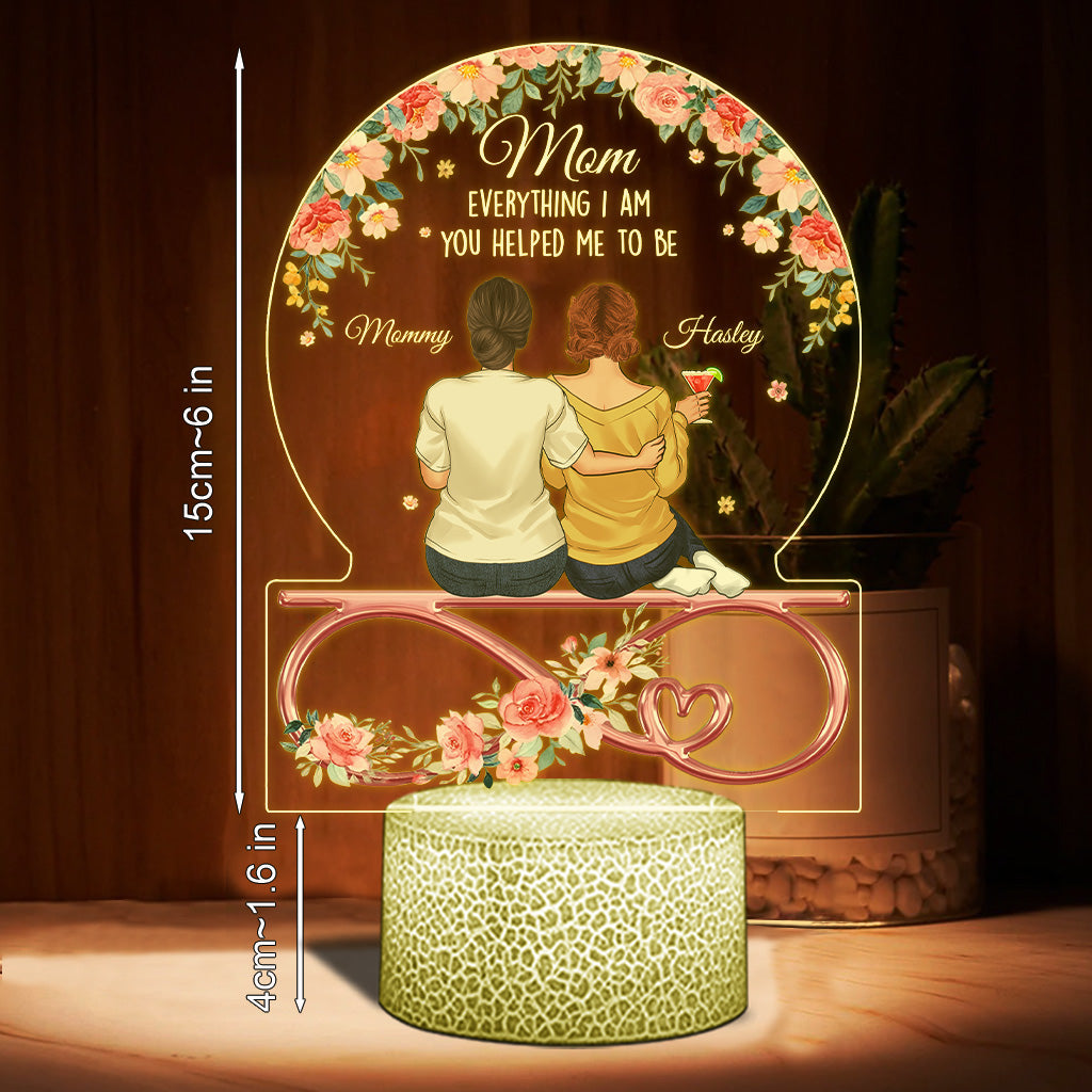 Tu m'as aidée à devenir maman - Plaque lumineuse personnalisée en forme de mère