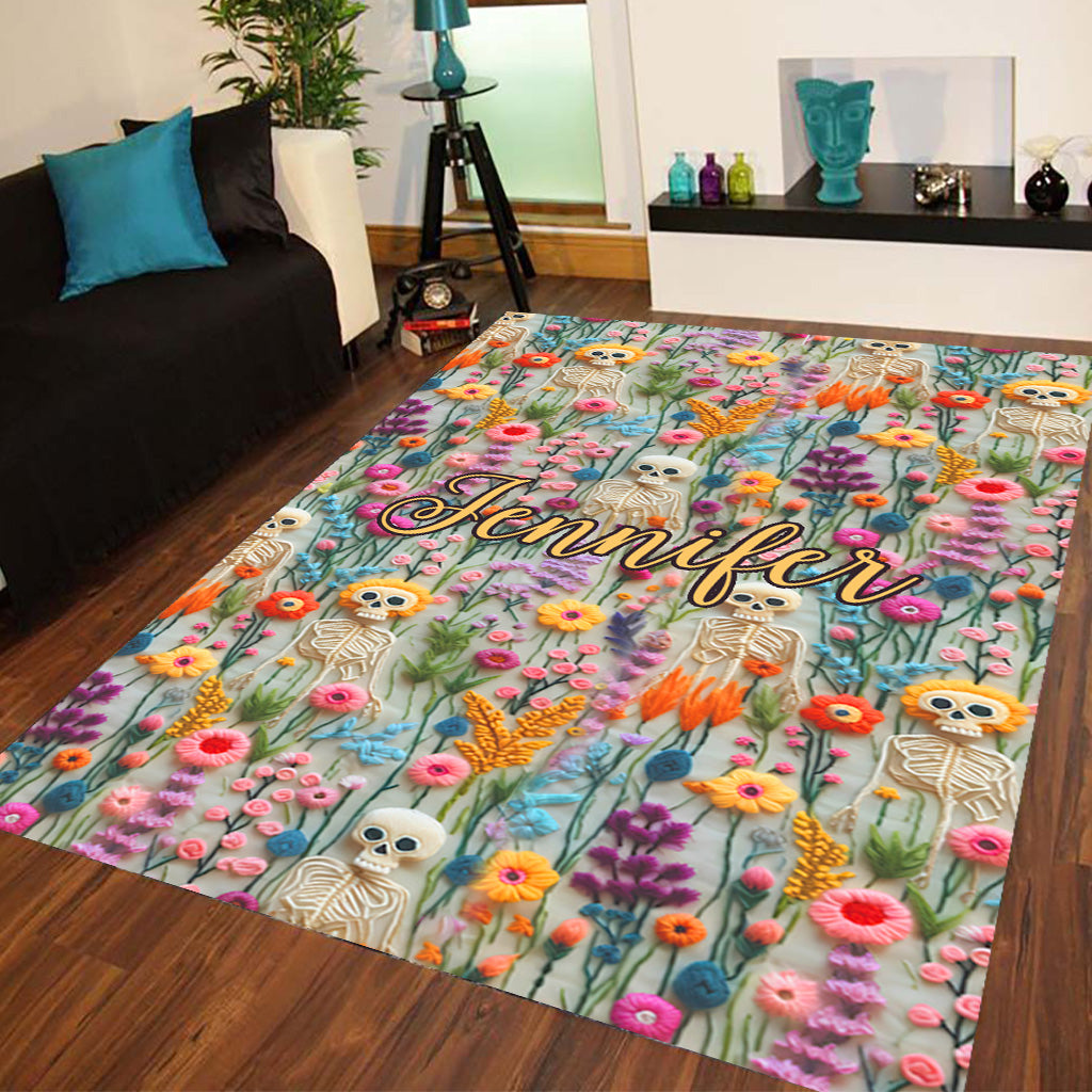 Tapis squelette floral - Crâne personnalisé