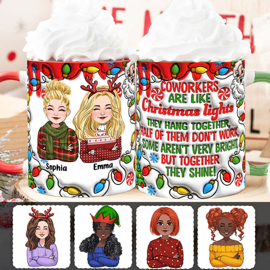 Coworkers Are Like Christmas Lights - Personalized Colleague Accent Mug