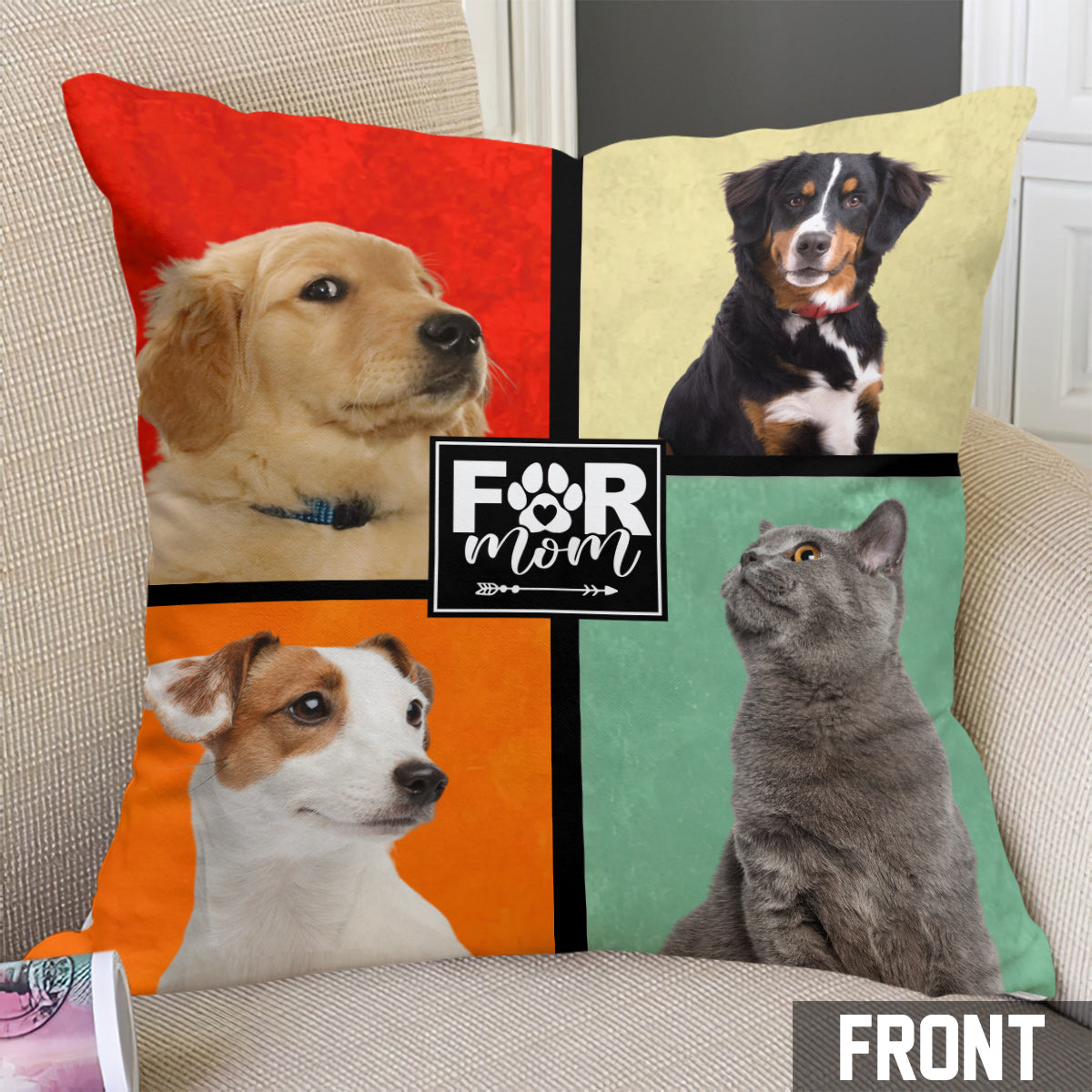 Maman de chien/Maman de chat/Papa ​​à fourrure… - Cadeau pour les amoureux des chiens et des chats - Coussin décoratif personnalisé