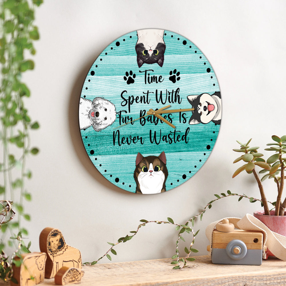 Temps passé avec mon chat - Horloge murale personnalisée pour chat