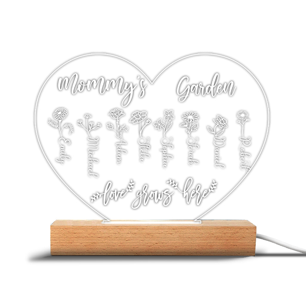 Le Jardin de Grand-Mère - Cadeau pour grand-mère, maman, tante, grand-père - Plaque lumineuse personnalisée