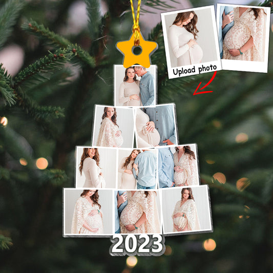 Sapin de Noël photo de grossesse - Ornement transparent personnalisé pour la grossesse