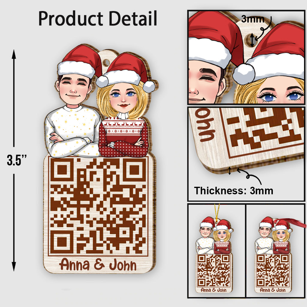 Code QR pour couple de Noël - Ornement personnalisé pour couple
