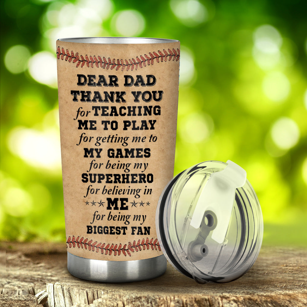 Thank You Dad My Biggest Fan - Personalized Baseball Tumbler