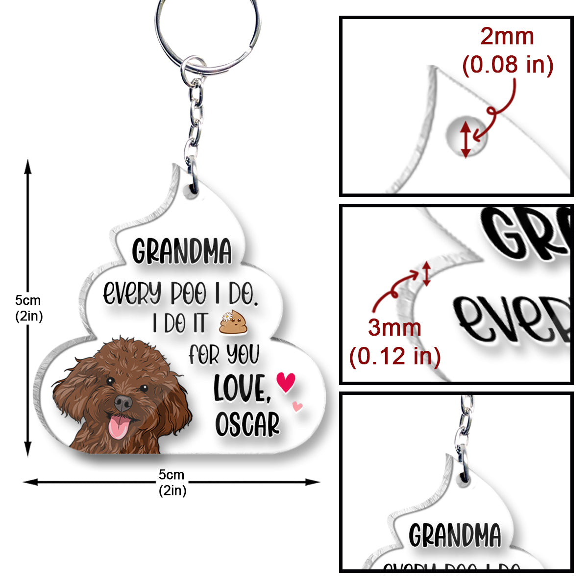 Chaque crotte que je fais pour toi - Cadeau pour amoureux des chiens - Porte-clés personnalisé