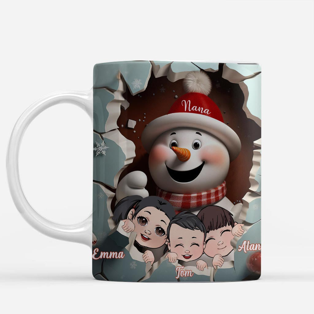 Grand-mère/Mamie/Mimi/Gigi... - Mug personnalisé Bonhomme de neige