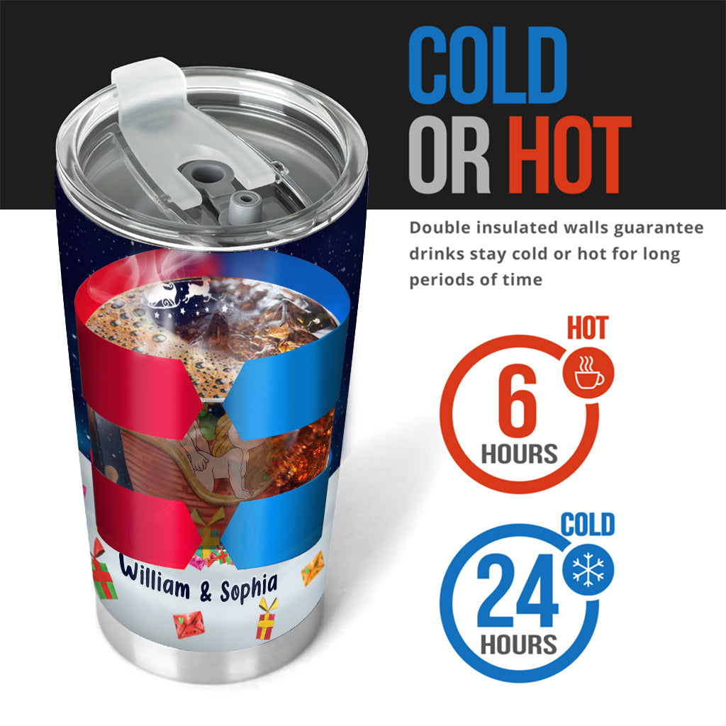 Le Père Noël n'est pas le seul à arriver - Gobelet isotherme personnalisé pour couples