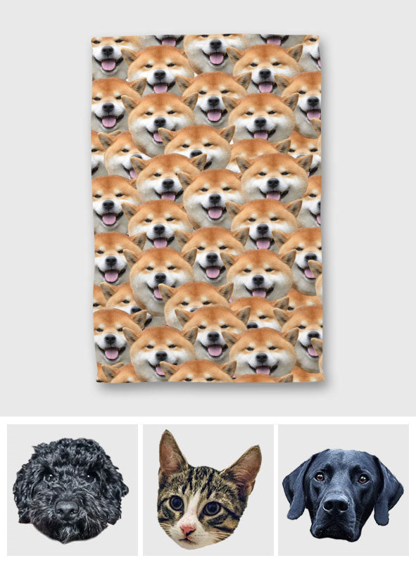 Serviette personnalisée à motif adorable de têtes de chien et de chat - Cadeau idéal pour les amoureux des chiens et des chats