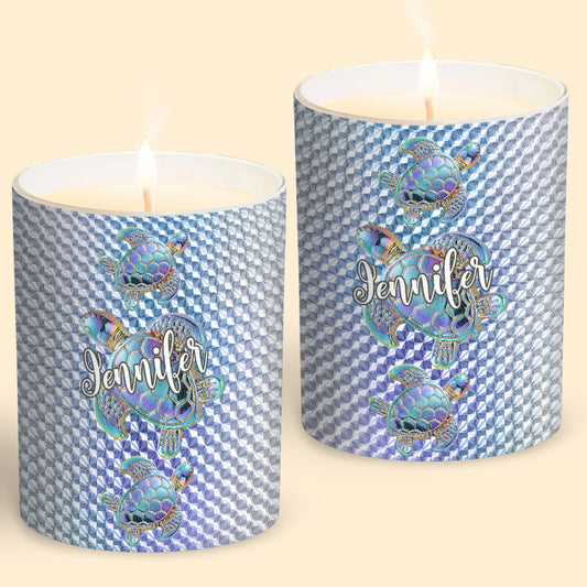 Salty Lil Beach - Bougie personnalisée en forme de tortue avec couvercle en bois