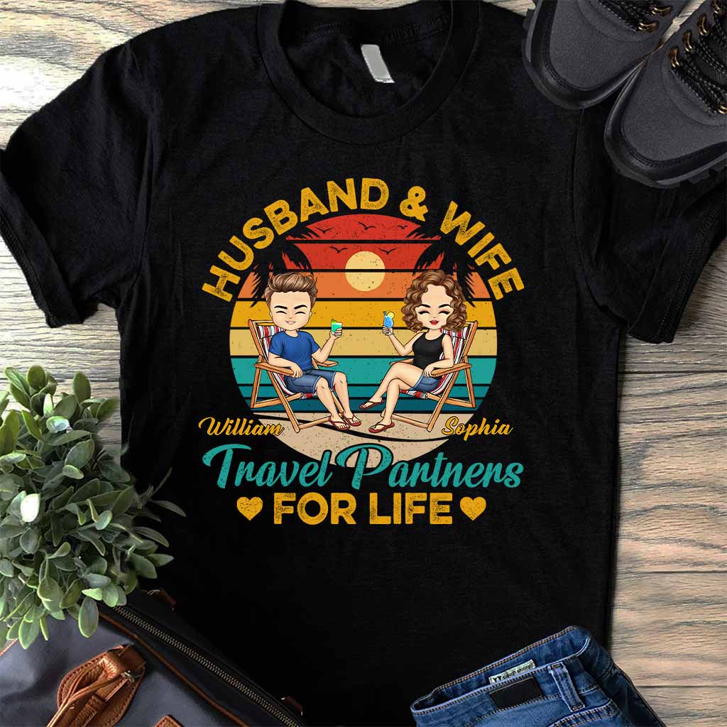 Husband And Wife Travel Partners - Personalized Couple T-shirt and Hoodie