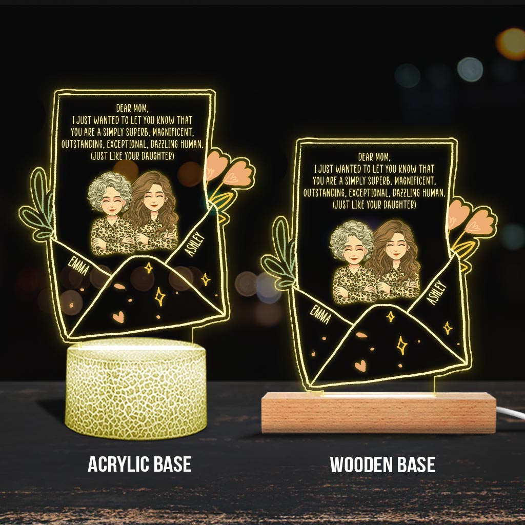 Chère maman - Plaque lumineuse personnalisée en forme de maman pour la fête des mères