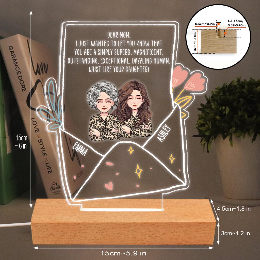Chère maman - Plaque lumineuse personnalisée en forme de maman pour la fête des mères