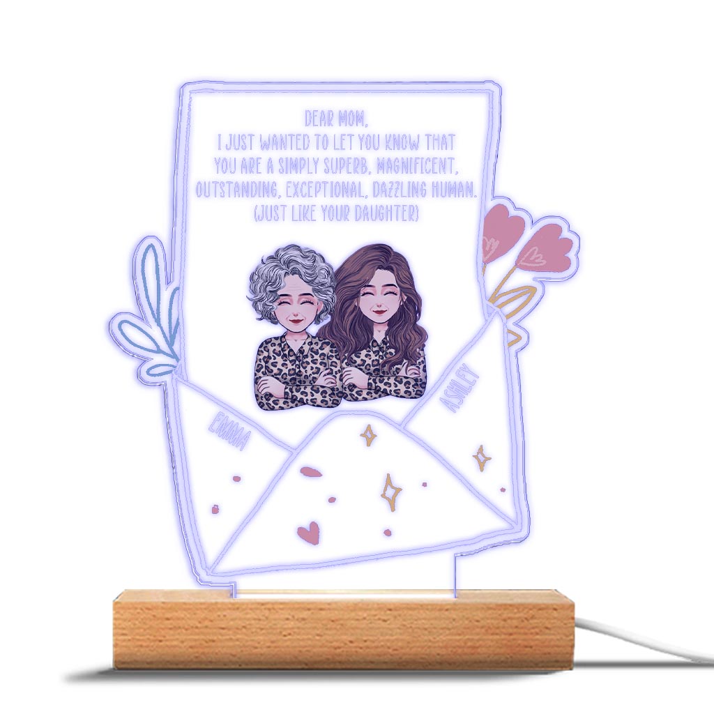 Chère maman - Plaque lumineuse personnalisée en forme de maman pour la fête des mères