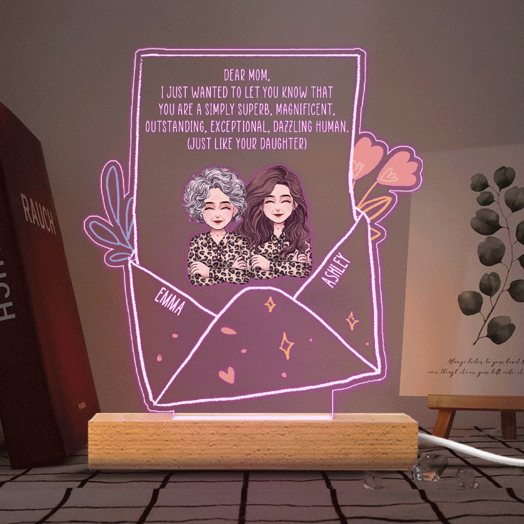 Chère maman - Plaque lumineuse personnalisée en forme de maman pour la fête des mères