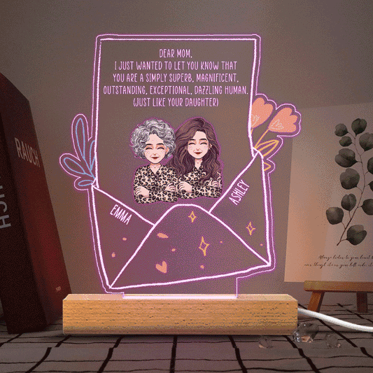 Dear Mom - Personalized Mother's Day Mother Shaped Plaque Light Base