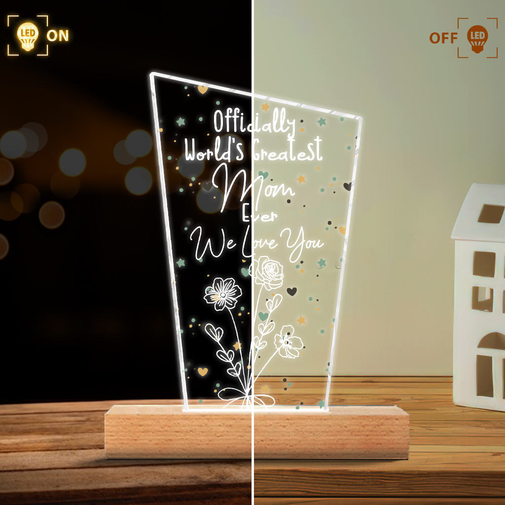 Officiellement la meilleure maman du monde ! – Cadeau pour maman, grand-père, mari, femme, grand-mère, papa – Plaque lumineuse personnalisée