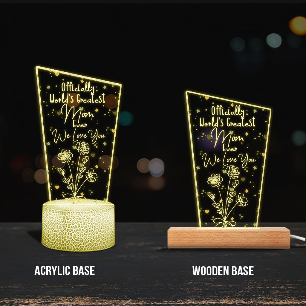 Officiellement la meilleure maman du monde ! – Cadeau pour maman, grand-père, mari, femme, grand-mère, papa – Plaque lumineuse personnalisée