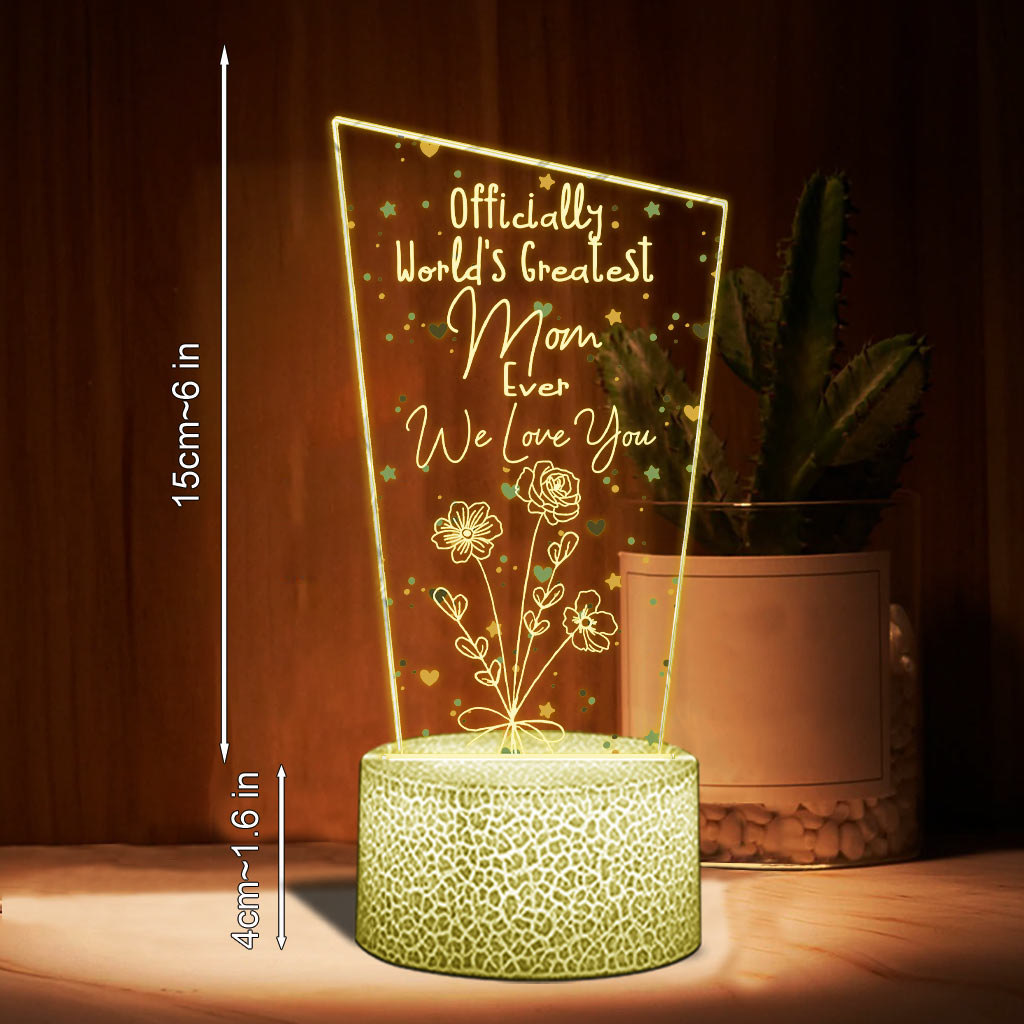 Officiellement la meilleure maman du monde ! – Cadeau pour maman, grand-père, mari, femme, grand-mère, papa – Plaque lumineuse personnalisée