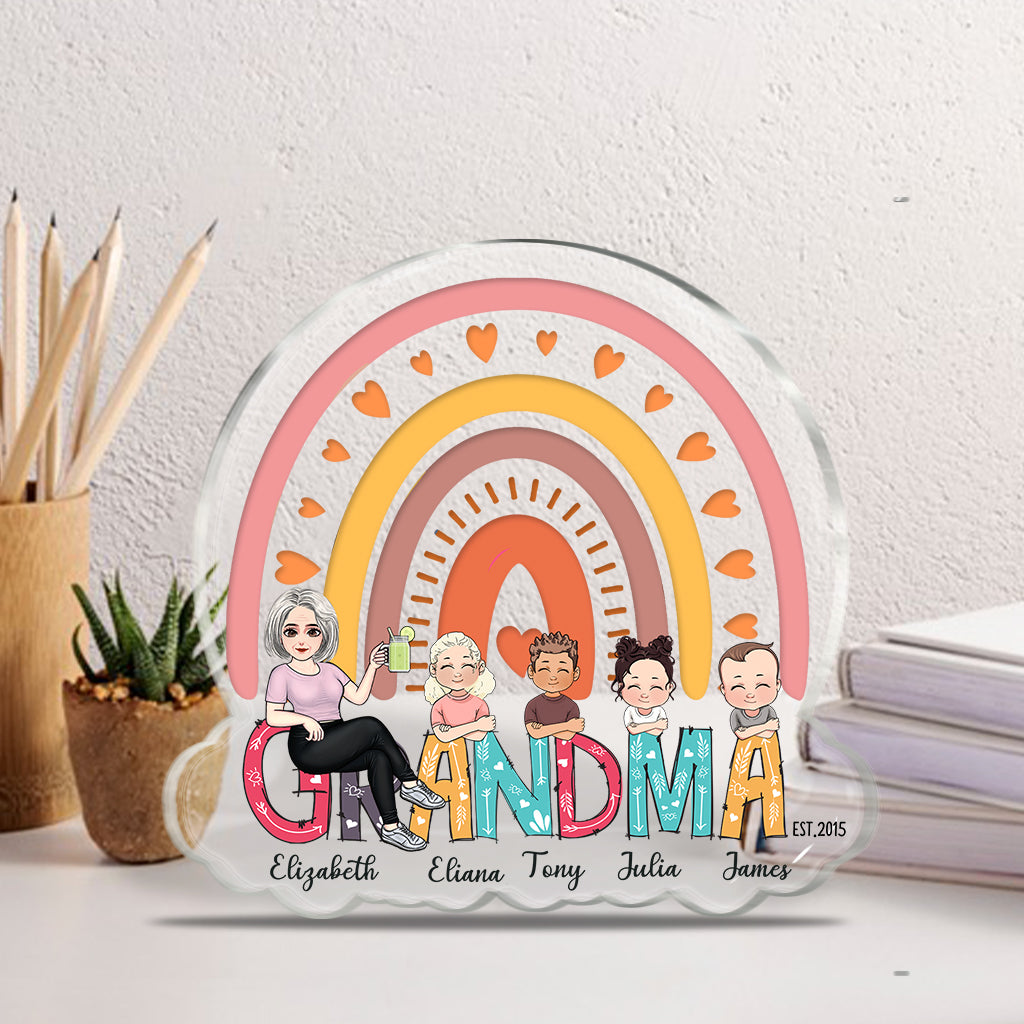 Grand-mère Est. - Plaque acrylique personnalisée en forme de mère