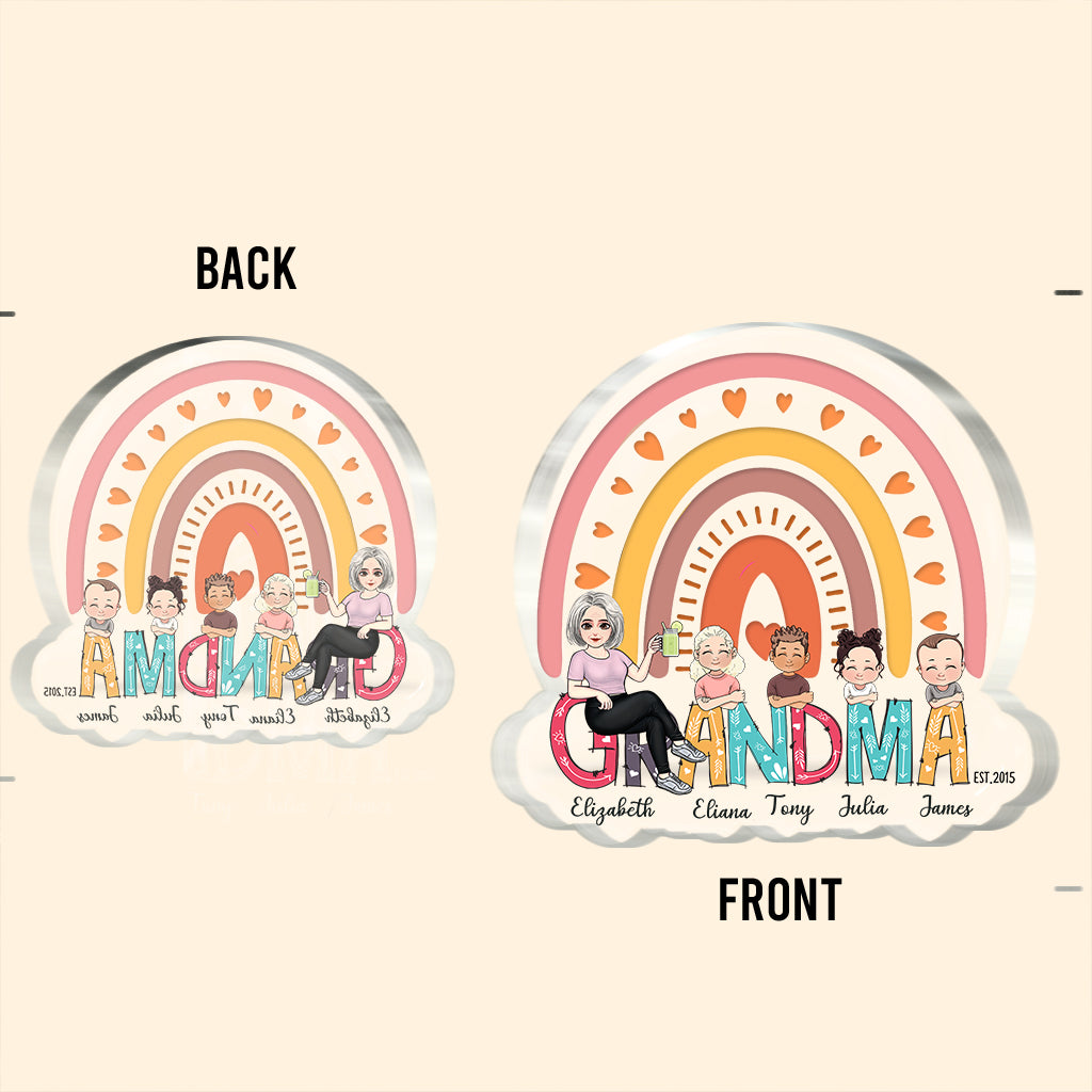 Grand-mère Est. - Plaque acrylique personnalisée en forme de mère