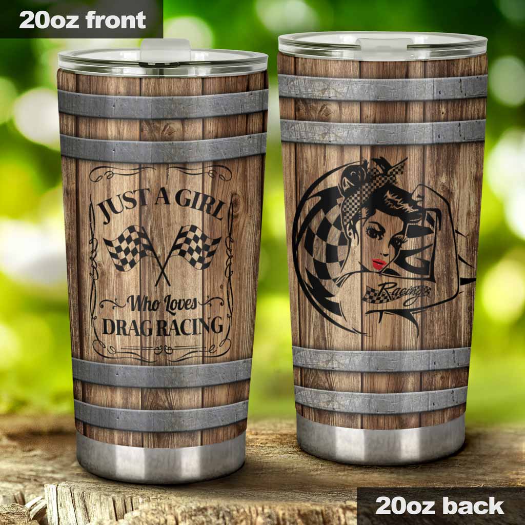 Love Racing Faux Wood Print Tumbler