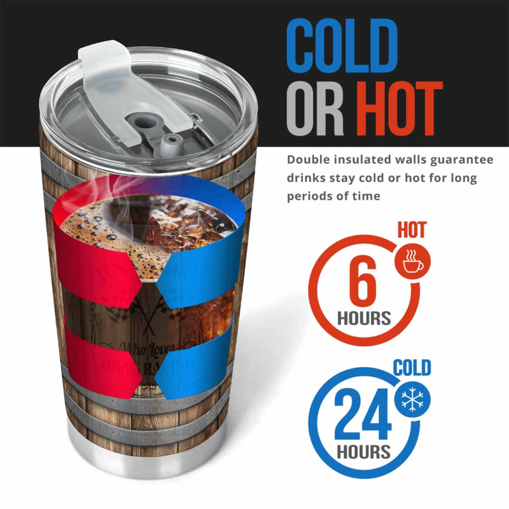 Love Racing Faux Wood Print Tumbler