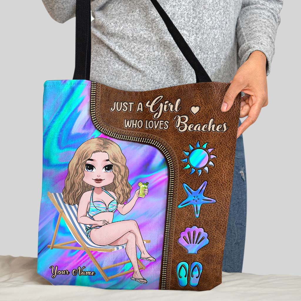 Juste une fille qui aime les plages - Sac fourre-tout personnalisé pour les amoureux de la mer