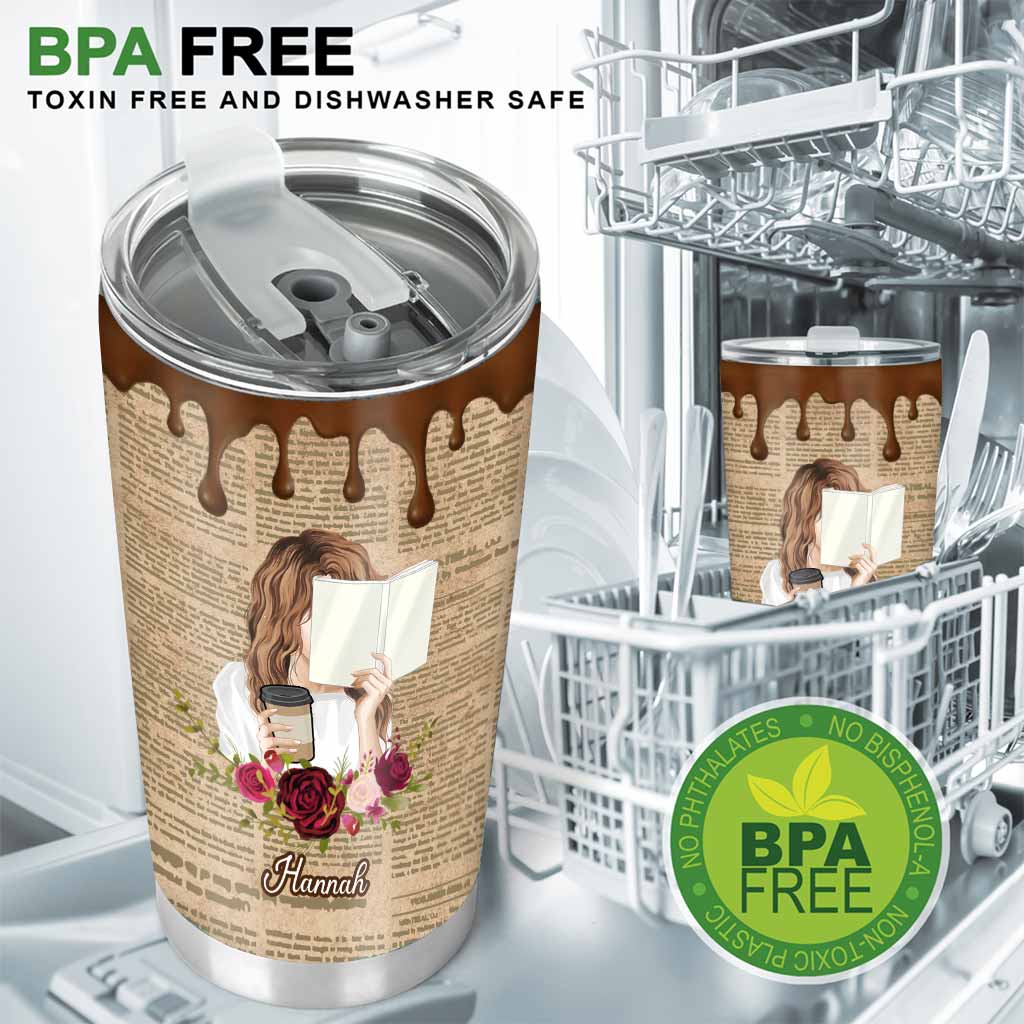 Voilà ce que je fais : je lis, je bois et je sais des choses - Gobelet isotherme personnalisé en forme de livre