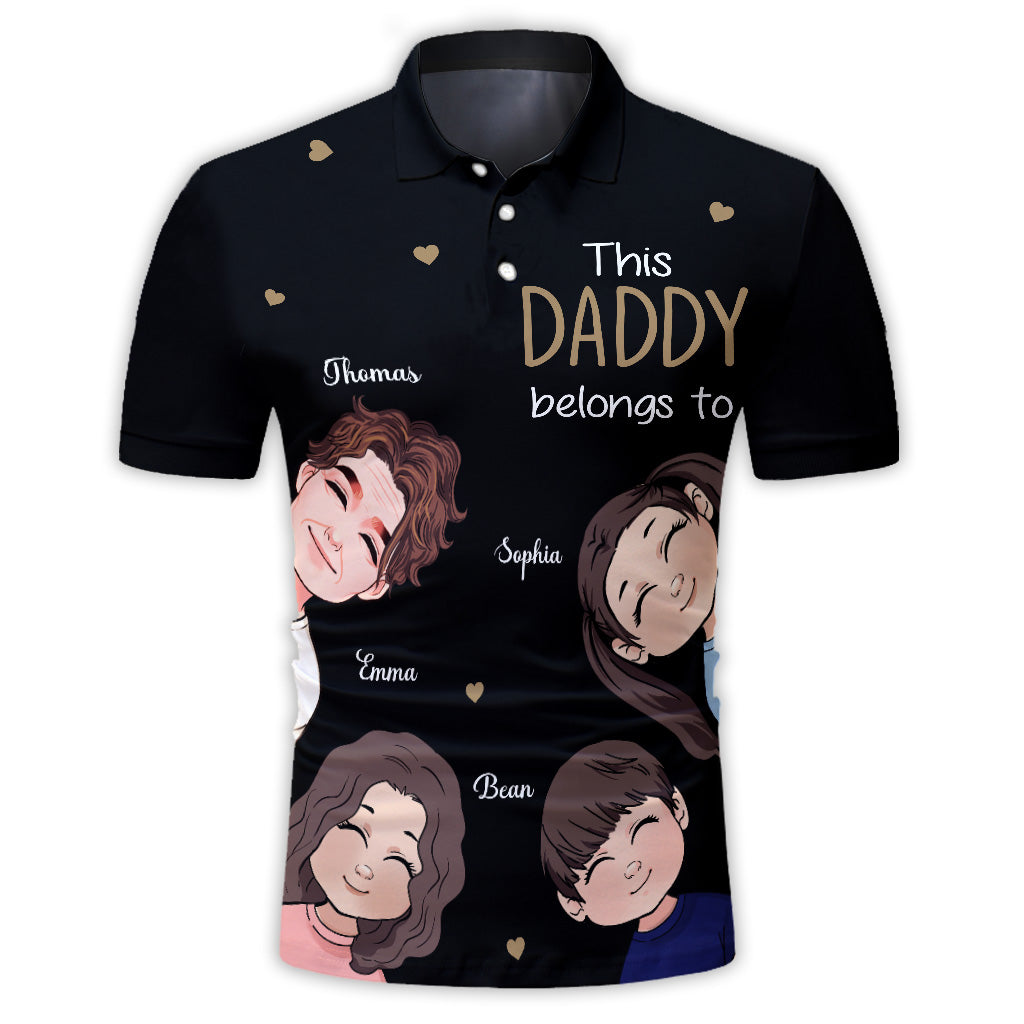 This Daddy Belongs To - Gift for dad, grandpa - Personalized Polo Shirt