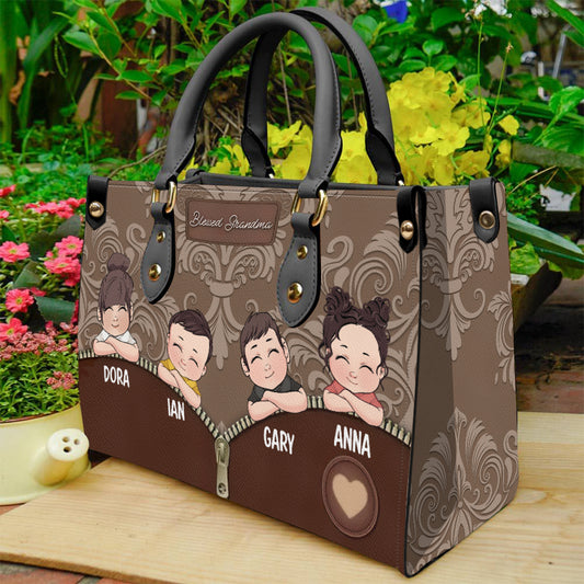 Sac à main en cuir personnalisé « Grand-mère bénie »