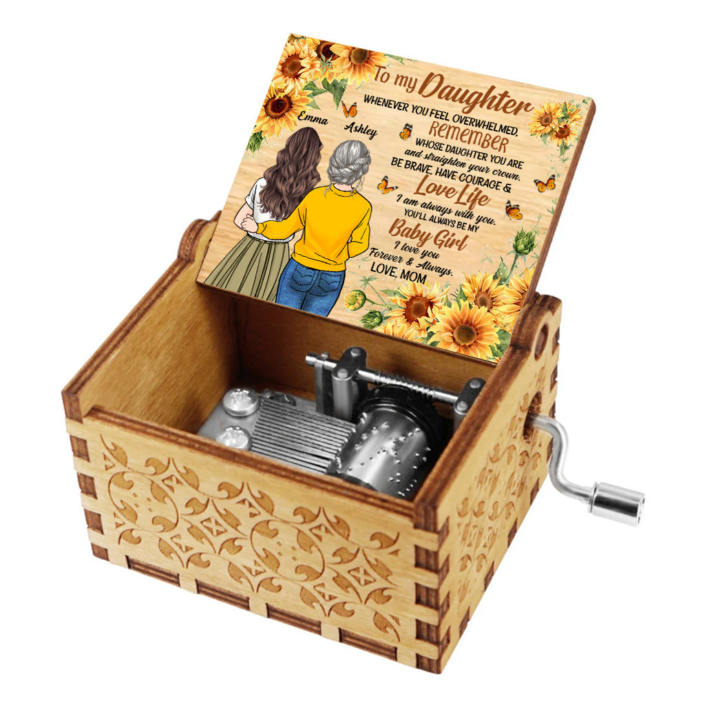 À ma fille - Boîte à musique à manivelle personnalisée pour la fête des mères