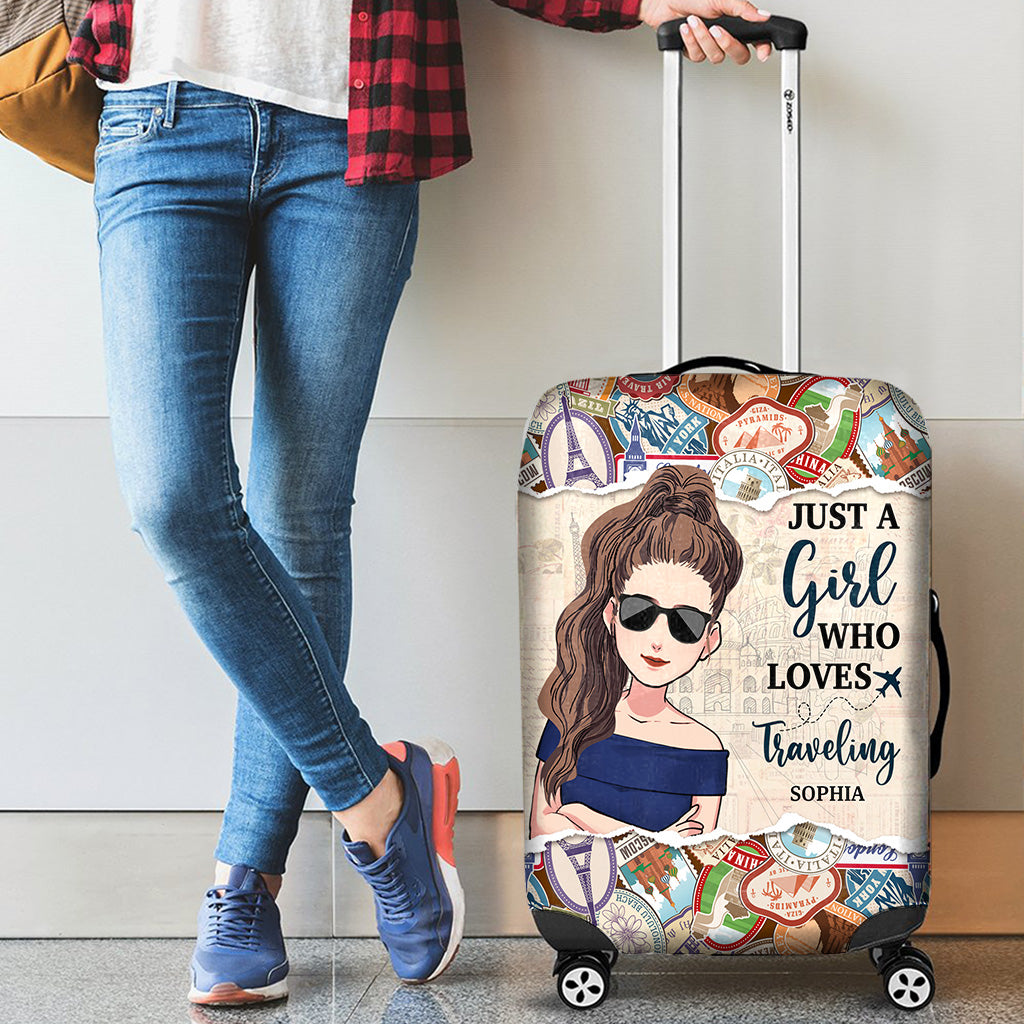 Une fille qui adore voyager - Housse de valise personnalisée