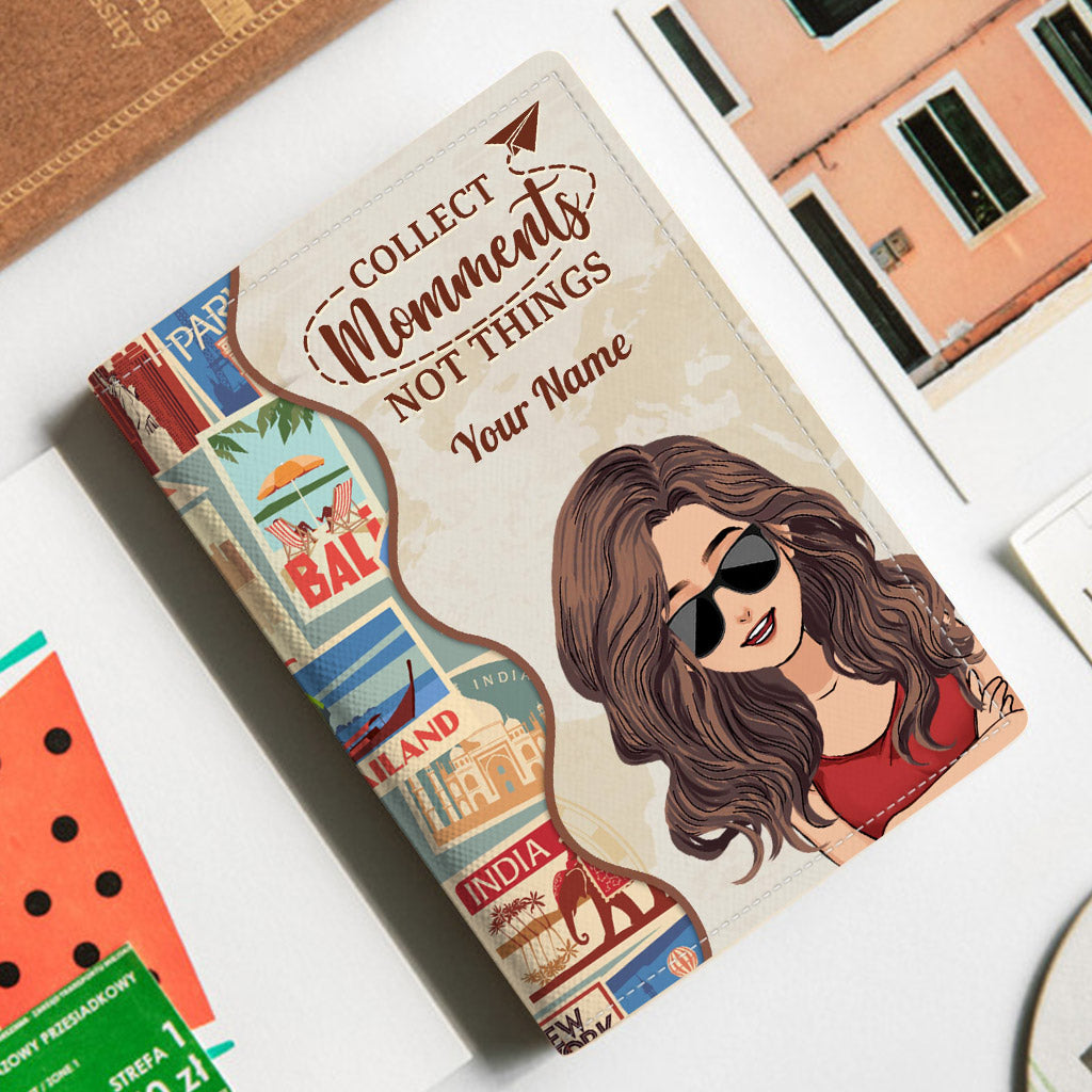 Collectionnez les souvenirs, pas les objets - Cadeau de voyage pour maman, fille, petite-fille, épouse, petite amie, amie - Porte-passeport personnalisé