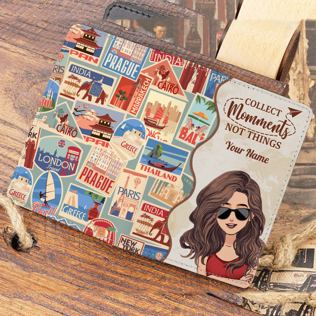 Collectionnez les souvenirs, pas les objets - Cadeau de voyage pour maman, fille, petite-fille, épouse, petite amie, amie - Porte-passeport personnalisé