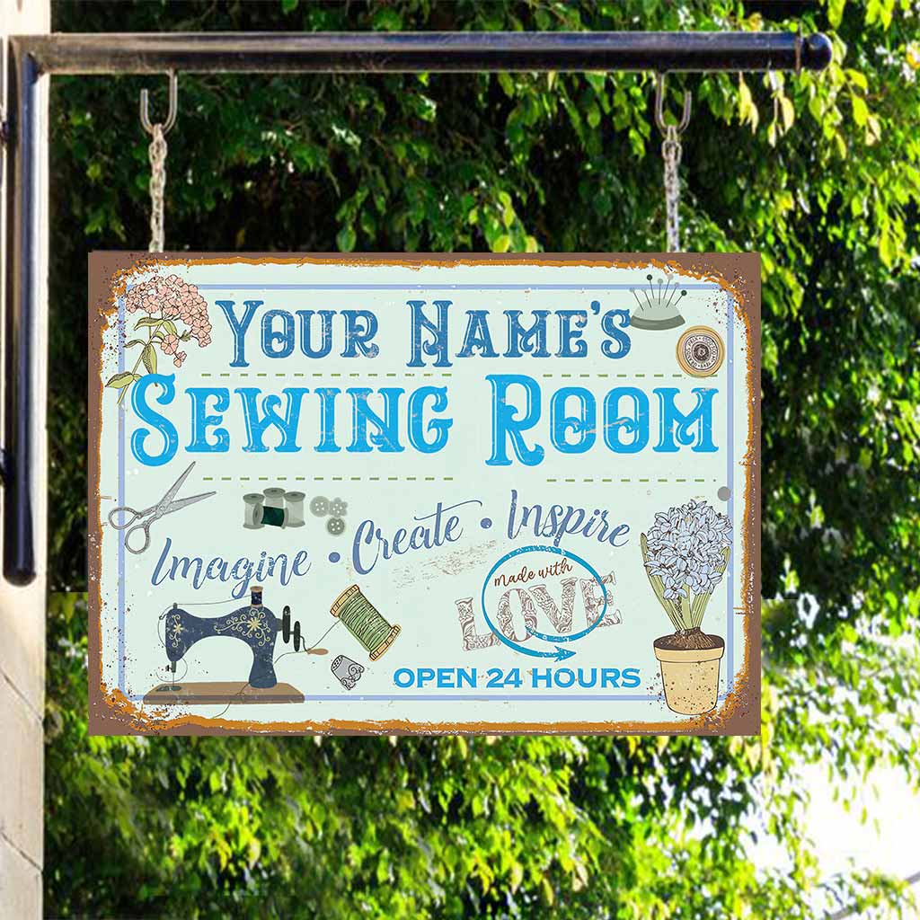 Sewing Room Personalized Rectangle Metal Sign
