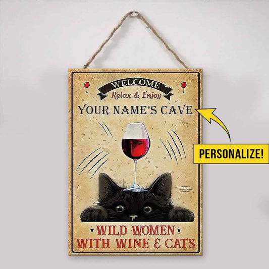 Bienvenue - Panneau métallique rectangulaire personnalisé pour chat