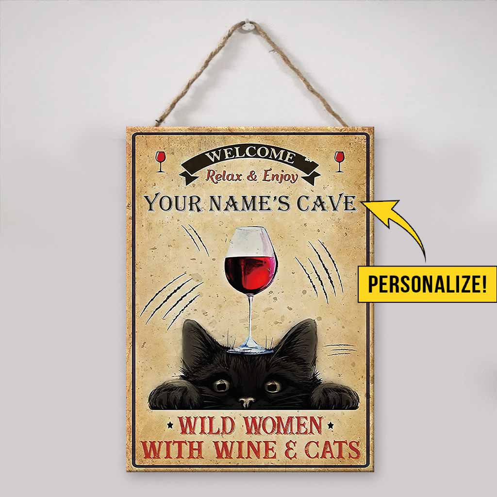 Bienvenue - Panneau métallique rectangulaire personnalisé pour chat