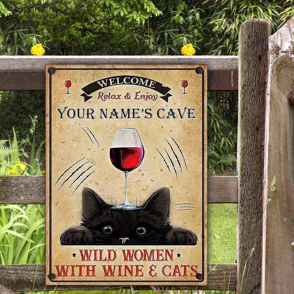 Bienvenue - Panneau métallique rectangulaire personnalisé pour chat