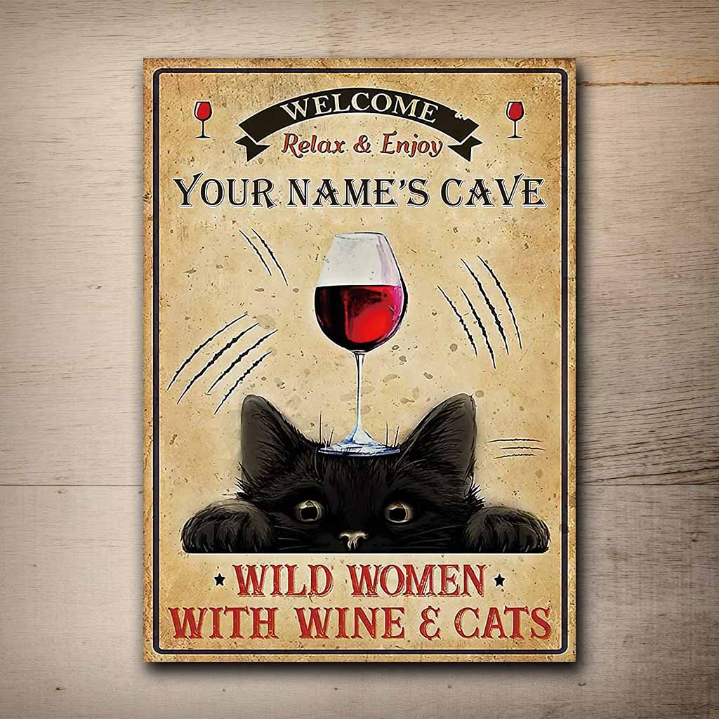 Bienvenue - Panneau métallique rectangulaire personnalisé pour chat